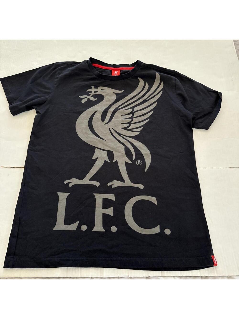 Liverpool FC Black Liverbird Logo T-Shirt Cotton Officially Licensed.